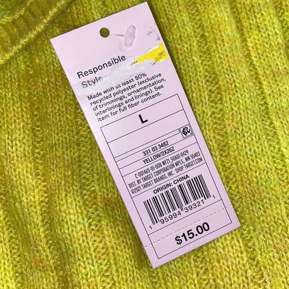 Wild Fable Knitted Sweater Crop Top Yellow Size Large - Picture 11 of 12
